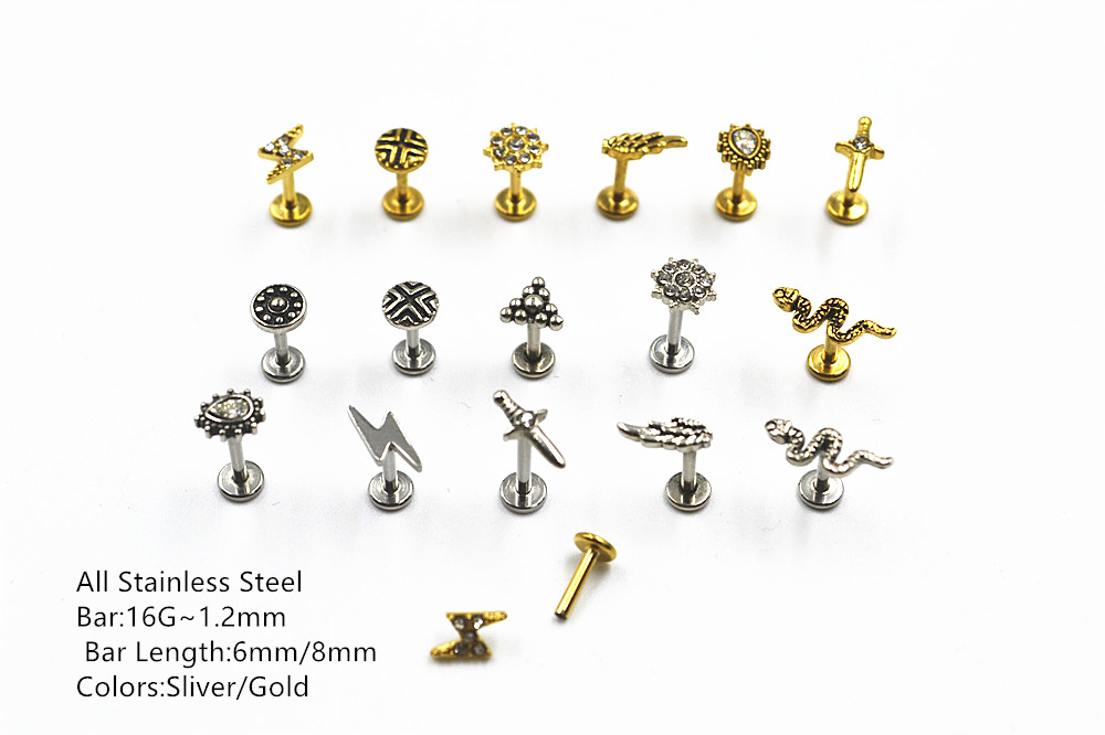 Body Jewelry Hot - 50 sztuk/partia ciało biżuteria 16GX6/8MM wąż