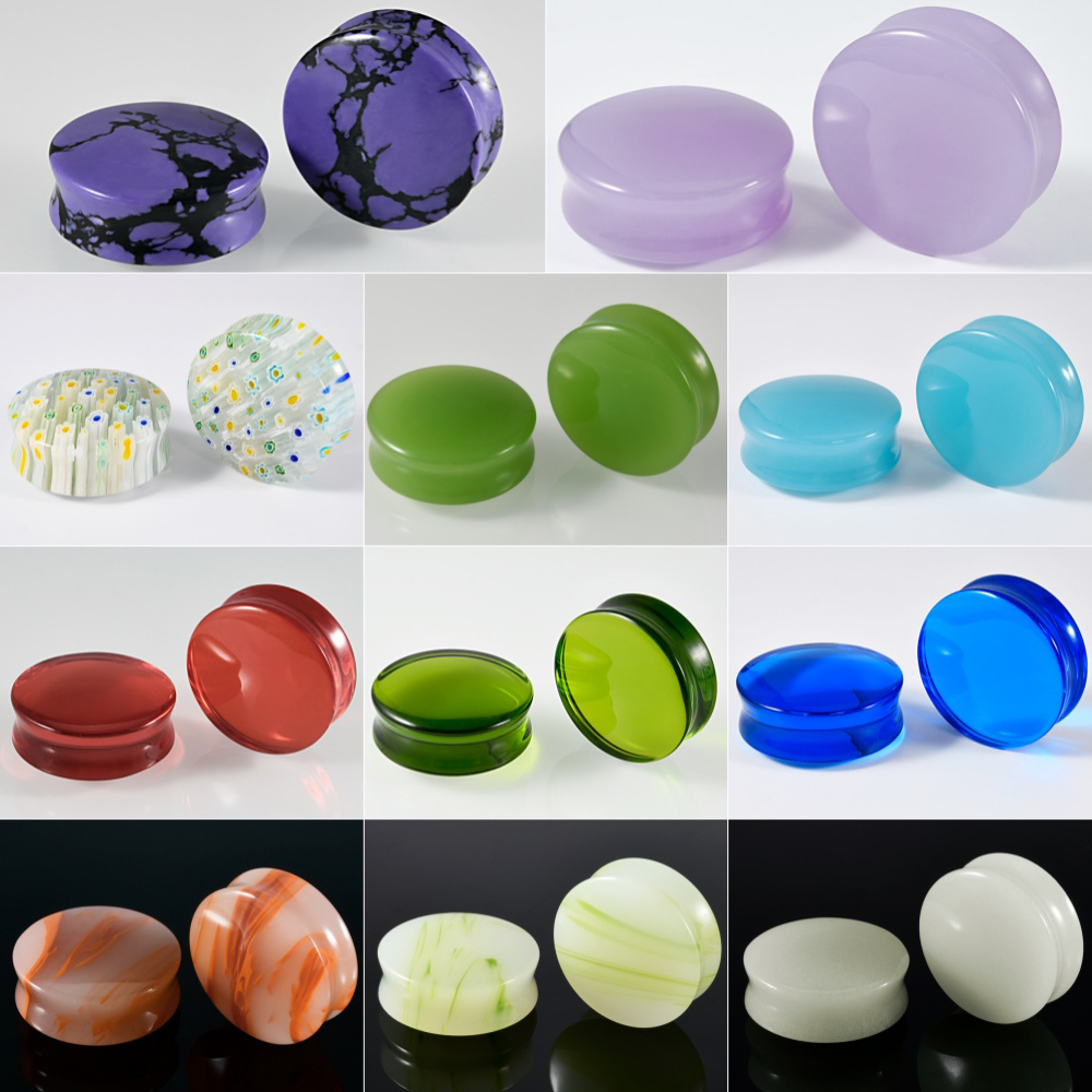 Body Jewelry Ear Plugs - 1/2/22 SZT. Szklane i Kamienne Okrągłe