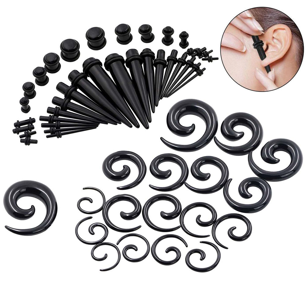 Body Jewelry Ear Plugs - 1 Zestaw stożków do uszu Czarny