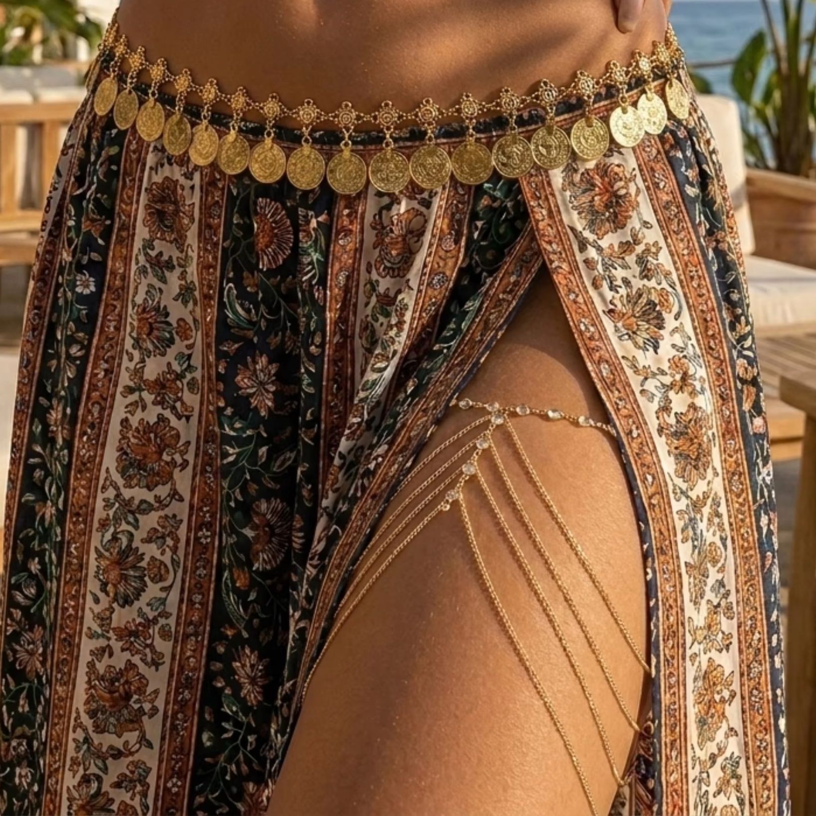 Body Jewelry Leg Chain - Seksowny, wielowarstwowy łańcuszek na nogę z