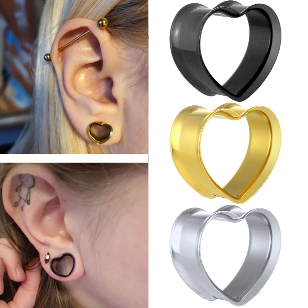 Body Jewelry Ear Gauges - Doearko 2 szt. Modne serce ze