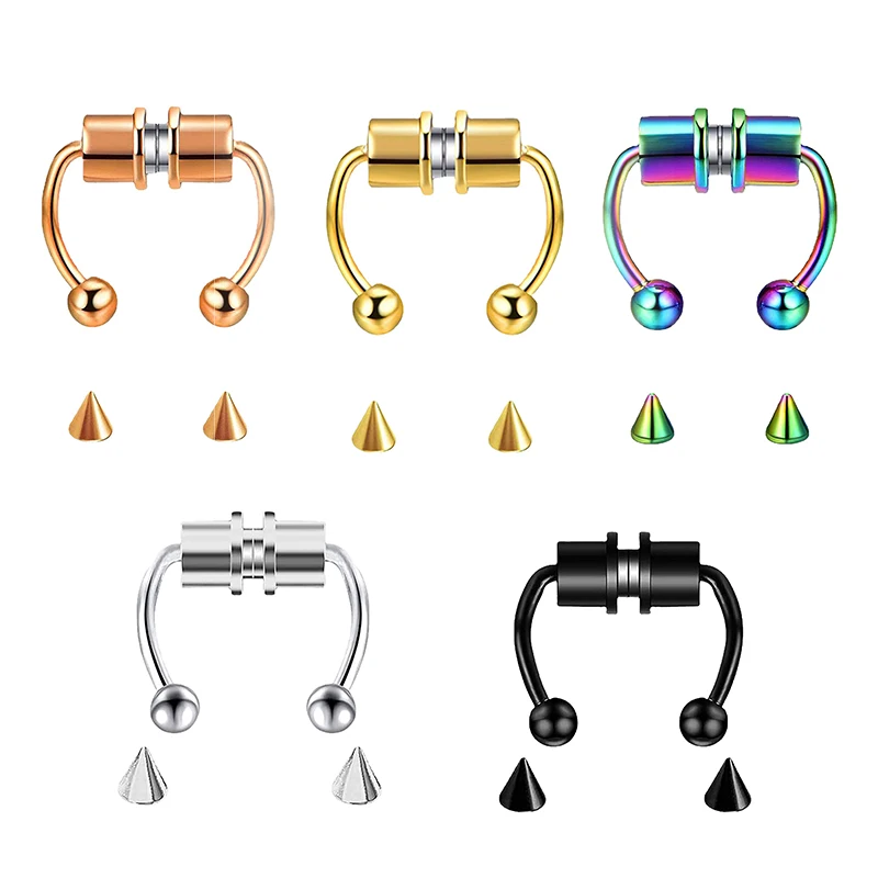 Body Jewelry Hoops - Fałszywy piercing Pierścionek do nosa Hoop