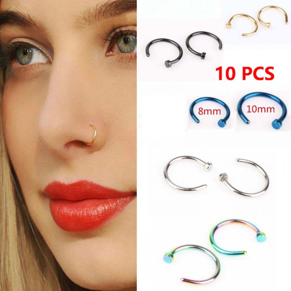 Body Jewelry Hoops - 10 szt. cienkich kolczyków w kształcie