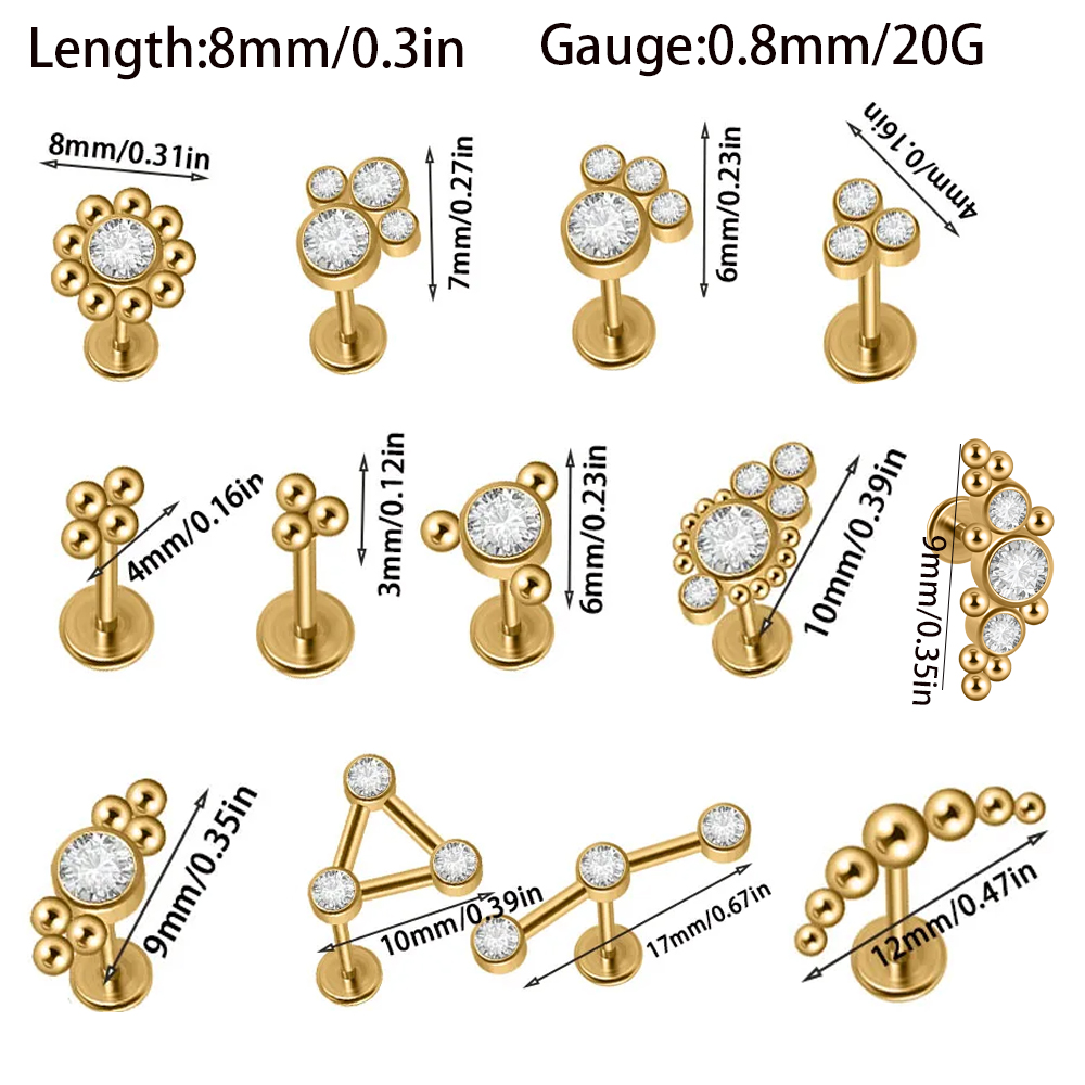 1PC pozłacane stalowe Cz Labre – Body Jewelry Ear Plugs recenzja i cena